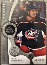 2021-22 SP Game Used Authentic Rookie Cole Sillinger /999 Blue Jackets