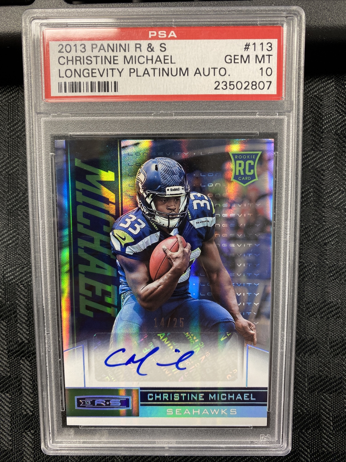 Christine Michael Panini Rookies & Stars #113 Longevity Platinum Autograph