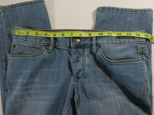 Eddie Bauer Women's Faded Stained Boyfriend Relaxed Fit Button Fly Blue Jeans P4 - Picture 2 of 8