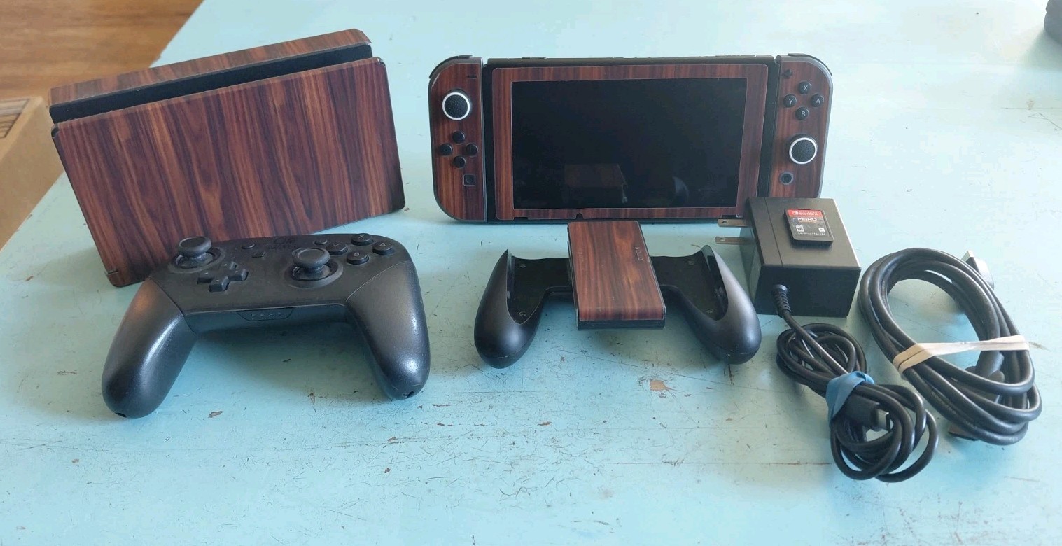 Nintendo Switch HAC-001(-01) with Blue and Red Joy-Con Controllers and Mario...