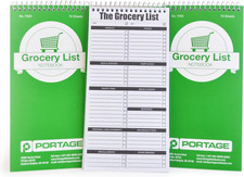 Portage Grocery List Notepad – Spiral Top Shopping List Pad with Lined Paper & C