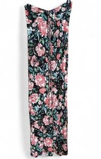Black Floral Strapless Maxi Dress Small Braided Detail y2k Forever 21