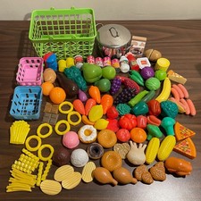 Assorted Play Food Toy Pot Shopping Baskets 108 Pieces, Plastic, Good