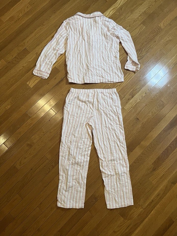 Conjunto de pijama Charter Club íntimo rosa blanco a rayas para mujer talla L 2 piezas Foto 2 de 4