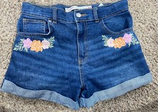 Levi Strauss Signature Girls Vintage Embroidery High Rise Mom Jean Short Size 14