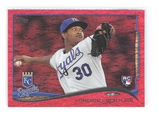 2014 Topps Yordano Ventura Red Foil Parallel RC Rookie Card 265 Royals. rookie card picture
