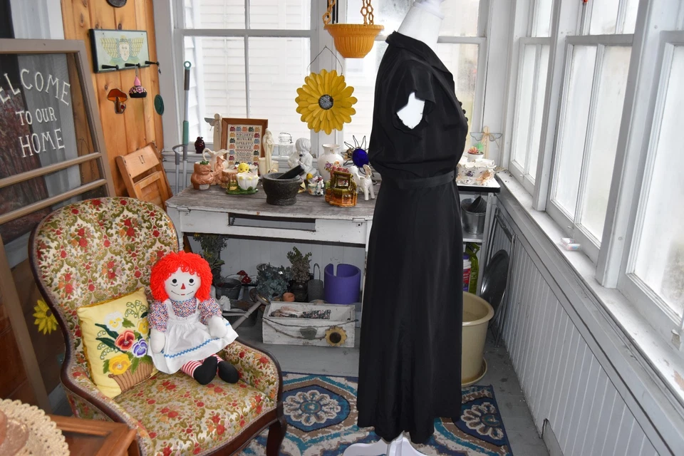 Camisa de vestir vintage de los años 50 pequeña negra con botones delanteros con cremallera lateral negra talla pequeña Foto 4 de 4