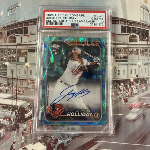 JACKSON HOLLIDAY 2024 TOPPS CHROME AQUA LAVA Lamp PSA 10 Gem Rookie Auto /175