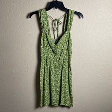 Reformation Womens 6 Green Floral Lorelei Mini Dress Sundress Summer Smocked