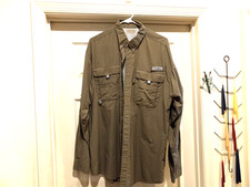 Columbia Shirt Mens L Tan PFG Fishing Omni Shade Lightweight Button Down