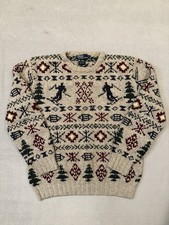 VTG Polo Ralph Lauren Hand Knit Ski Snowflake Nordic Wool Sweater Mens Size XL