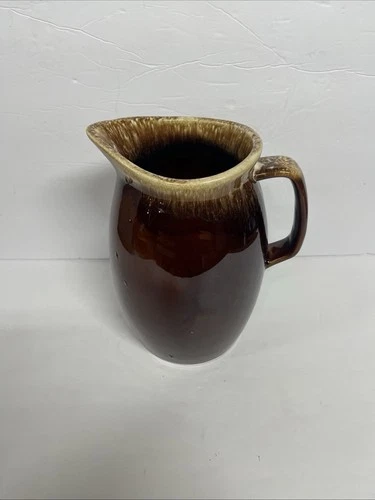 Vintage Hull Oven Proof Brown Drip Glaze Ceramic Pitcher USA Pottery 9"