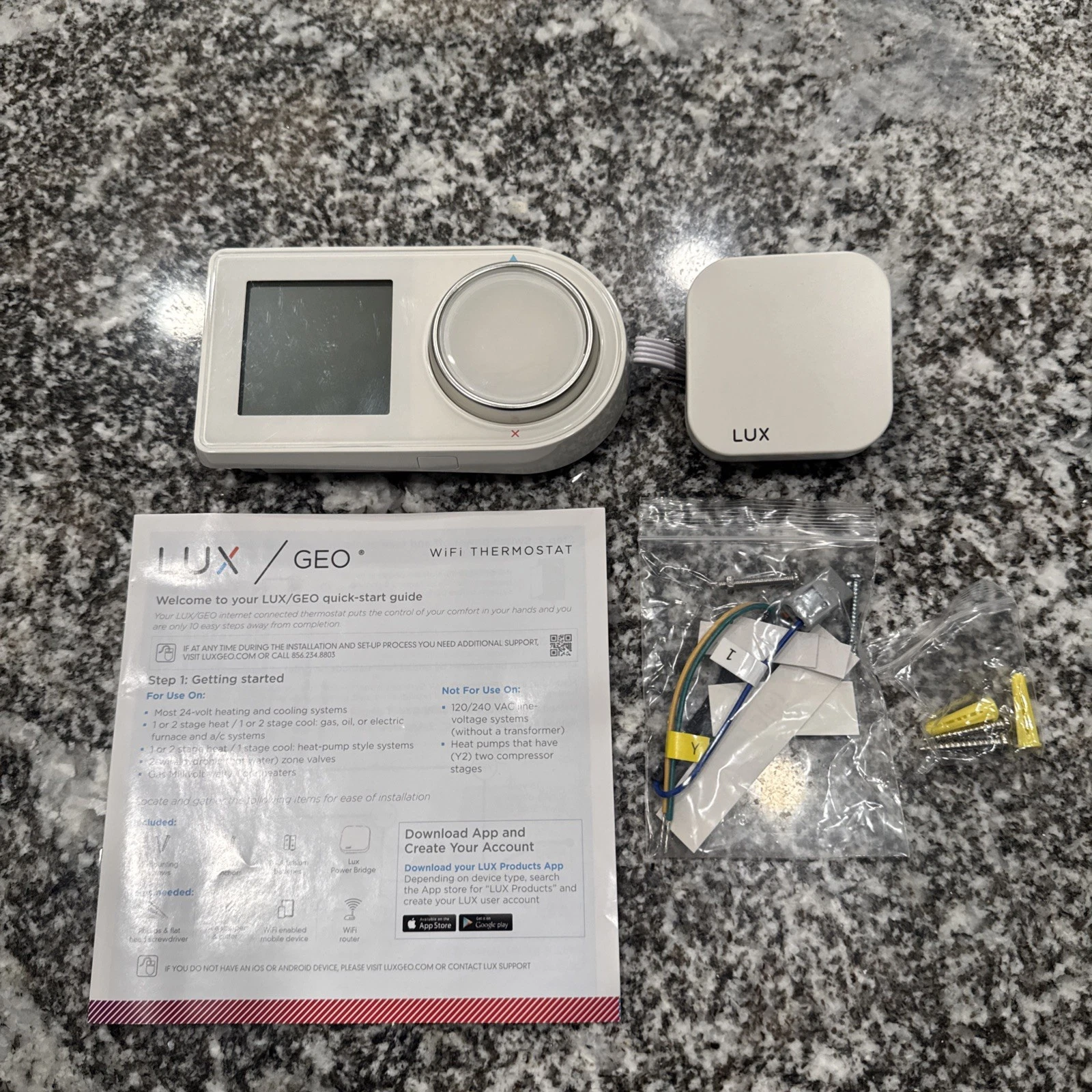 Lux GEO Wi-Fi Wheel Control Thermostat - Works with Google & Alexa Good Preowned