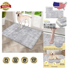 Soft Indoor Entrance Mat - Grey Abstract, Non-Slip Backing, Machine Washable