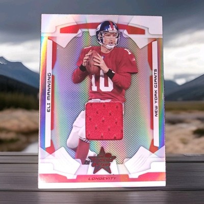 2008 ELI MANNING LEAF ROOKIES AND STARS #63 BLUE GAME USED JERSEY 236/250 CARD