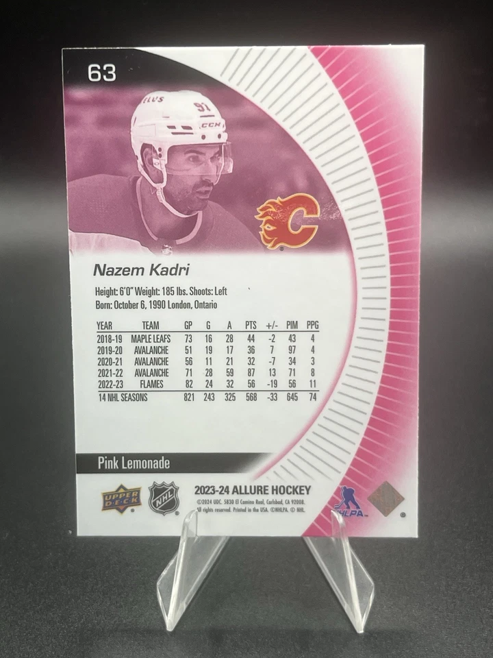 2023/24 Upper Deck Allure Nazem Kadri Pink Lemonade Refractor #63 - Image 2 of 2