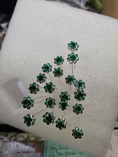 Hair Stick Pin Lot Of 20 Rose Floral Green Clear Rhinestone Halo