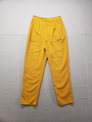 Forever 21 Women Pant S Mustard Yellow High Waist Pleated Business Career Wear
