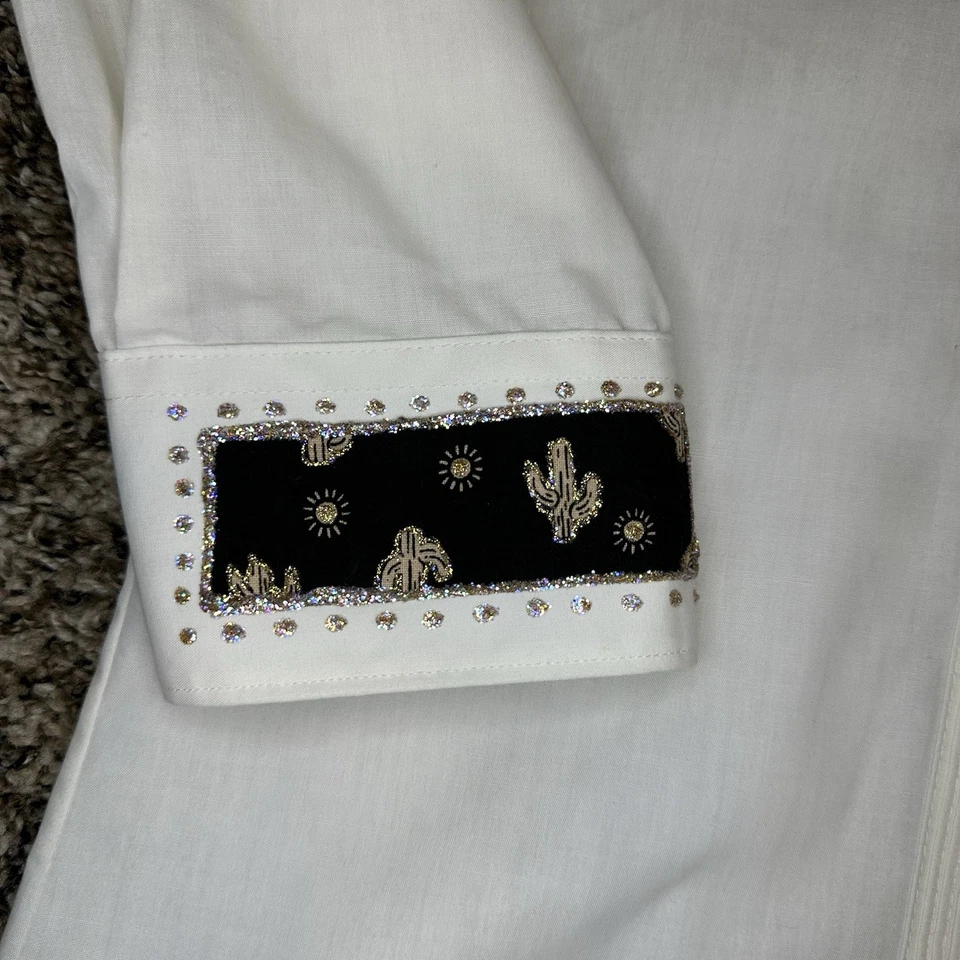 VTG 90s Chaplin Hand Painted Western Tux Shirt KC ’95 Signed Rhinestone Style M - Image 3 of 4