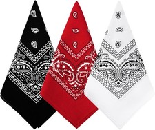 Bycc Bynn 3 Pack 100 Cotton Paisley Pattern Bandanas Face Mask Square Scarf Hea
