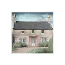 Peaceful Rural Cottage House Blooming Flower Buds Wood Wall Art, Design By El...
