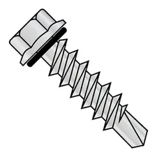 Self-Drilling Screw, #12-14 x 1-1/4 in, Zinc Plated Steel Flange Hex Head