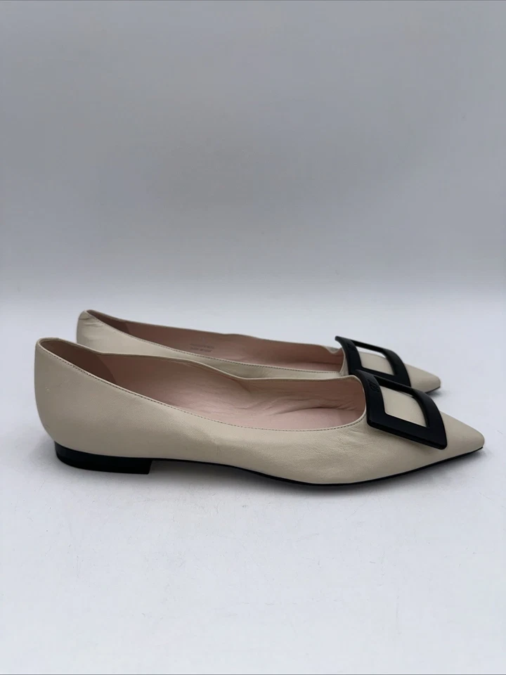 Roger Vivier Mujer’s Gommettine Baile Cuero Ballet Pisos en Beige Talla 39 Foto 3 de 4