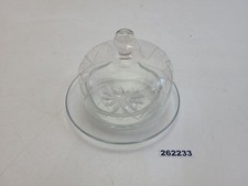 Butterdose Butterglocke Glas Transparent Handschliff Sternmotiv Vintage #262233