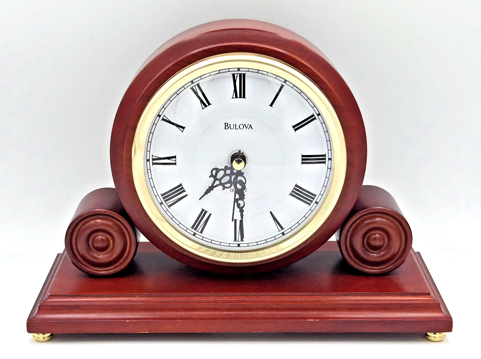 Vintage Bulova DALTON Walnut Wood Mantel Desk Clock B1895 1990s WORKS FREE SHIP