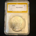 PGA MS64 1890 Morgan Silver Dollar $1 Philadelphia Mint Business Strike 0.900 — photo 1