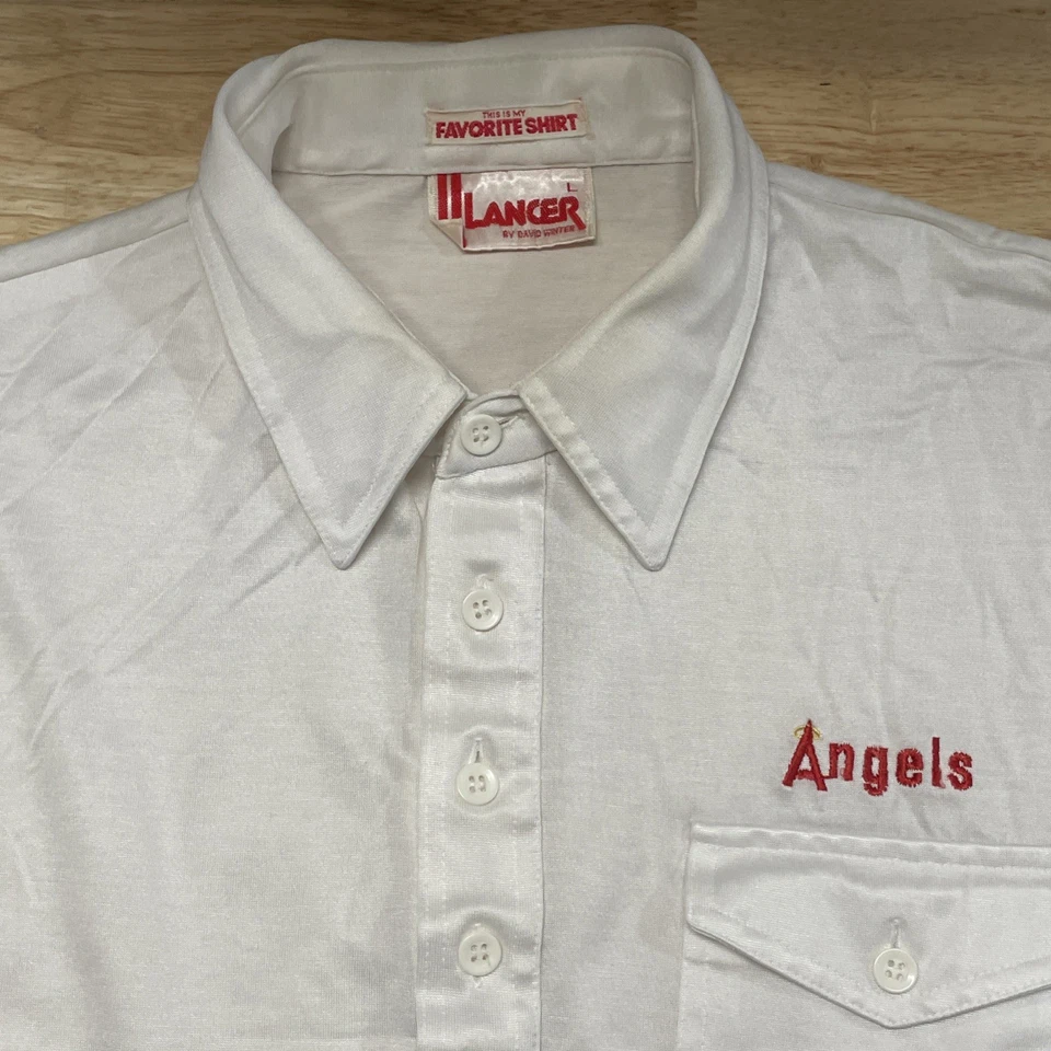 VTG 90’s Lancer by David Winter Los Angeles Angles Polo Shirt Men’s L White NOS - Image 4 of 4
