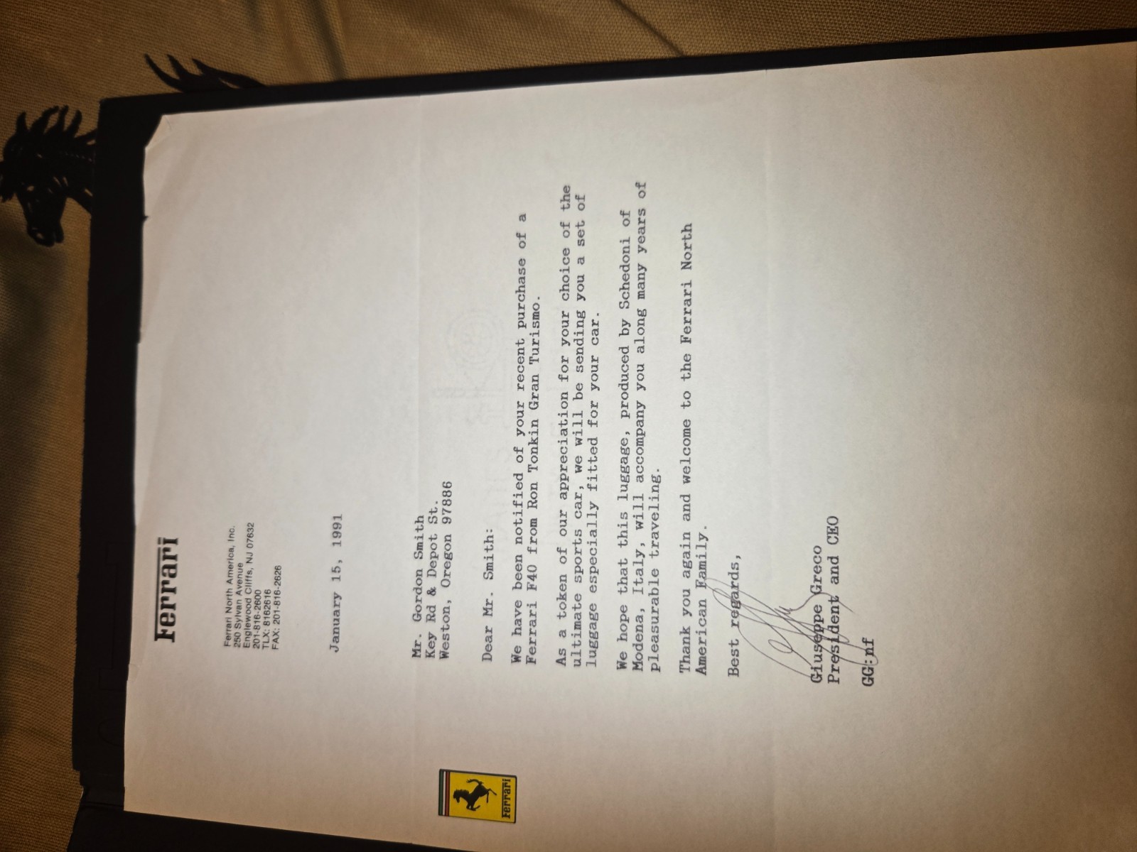 1991 Ferrari F348 Complete 4-Piece Schedoni Luggage Set new in Original Box