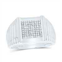925 Sterlingsilber NatüRlicher Diamant 14Mm Gestuft Rillen Square Rosa Ring 1/3