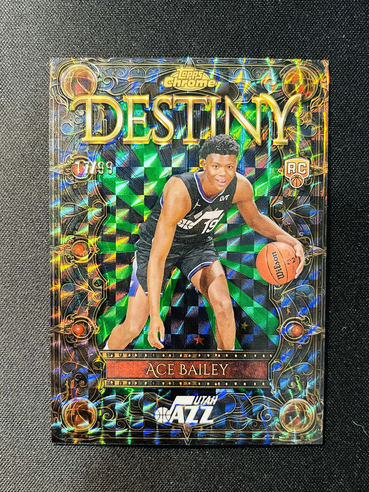 2025-26 Topps Chrome Destiny Ace Bailey #D-5 Green Geometric 17/99 RC -WZ74