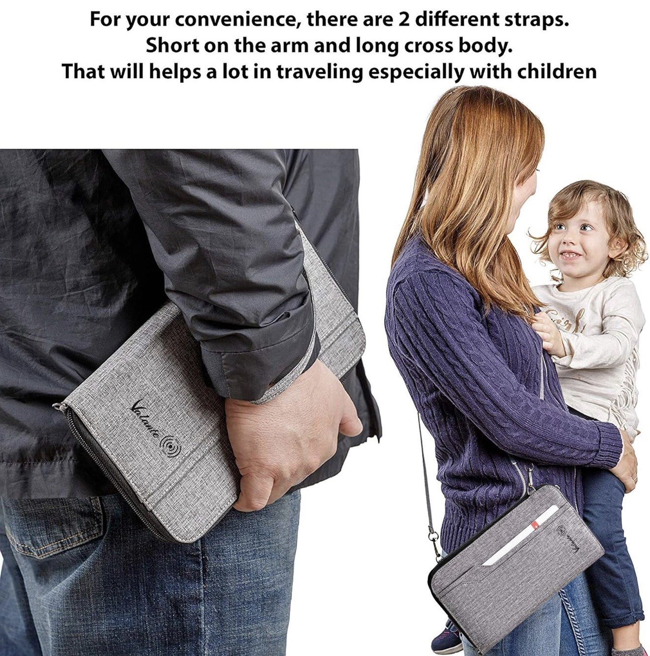 Valante premium rfid family travel passport document organizer crossbody strap