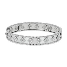 Van Cleef Arpels Medium Perl e 18k White Gold Diamond Bangle Bracelet