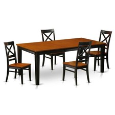 Juego de mesa y silla de comedor de madera East West Furniture Quincy de 5 piezas en negro