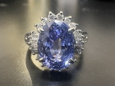 Natural Unheated Blue Sapphire 3.39ct Diamond Ring Pt850 Certified No Heat