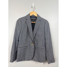 J. Crew Blazer Women's 4 Navy White Campbell Houndstooth Gold Button Preppy