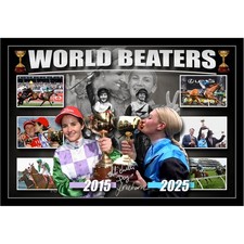 Melbourne Cup World Beaters Michelle Payne Jamie Melham Signed Half Yours Framed