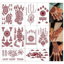 10 Sheets Brown Henna Tattoo Kit, Lace Fake Tattoos Semi 1, Tattoo-538