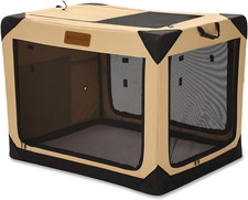 Soft Dog Crate for Extra Large Dogs, 4-Door Foldable Collapsible Dog Crate with