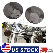 2PCS Turn Signal Light Smoke Lens Cover Fit For Harley Touring Road King Glide
