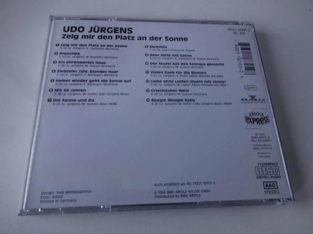 CD ALBUM Udo Jürgens - ZEIG MIR DEN PLATZ AN DER SONNE GRIECHISCHER WEIN mit 66 - Bild 2 von 2