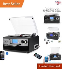 Multi-Functional Vinyl Record Player: Bluetooth, CD, AM/FM & Cassette, 3 Speed