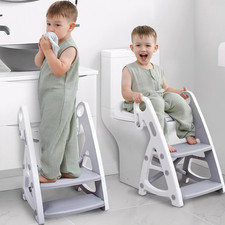 Potty Training Seat, 2-In-1 Toddler Toilet Seat with Step Stool, Ultra-Stable Po