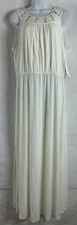 NWT Naif Size XL White Cut Out Neckline Elastic Drop Waist Maxi Dress Sleeveless