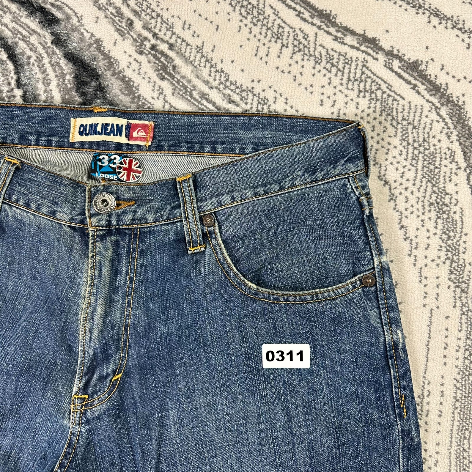 Vintage Quiksilver 2000's Y2K Quikjean Size 33 Loose Fit Skater Blue Denim Jeans image 4