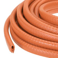 19.7 ft x 10mm x 7mm Rubber Edge Trim Guard with Metal Clips, Orange