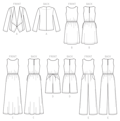 Butterick Easy CUCIRE PATTERN B6330 Misses giacca, abito, tuta XS-M o L-XXL - Foto 10 di 11